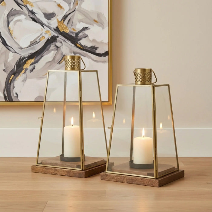 Oma Metal Lantern, Set Of 2 - Gold