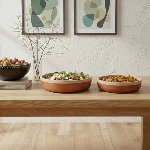 Orbis Wooden Serving Bowl, Set Of 2 - Natural Homelves