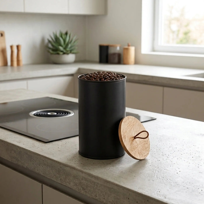 Penta Metal Storage Jar, Large - Black