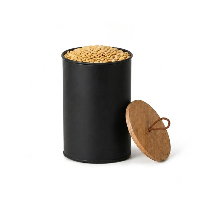Penta Metal Storage Jar, Large - Black
