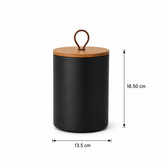 Penta Metal Storage Jar, Large - Black