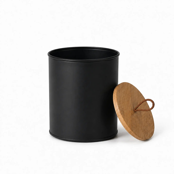 Penta Metal Storage Jar, Medium - Black