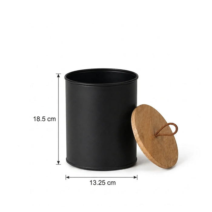 Penta Metal Storage Jar, Medium - Black