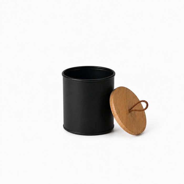 Penta Metal Storage Jar, Small - Black
