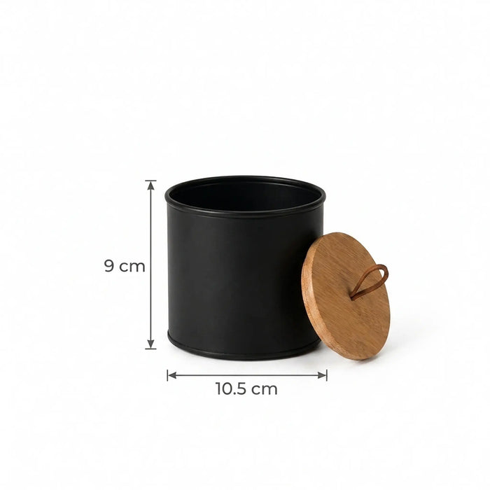 Penta Metal Storage Jar, Small - Black