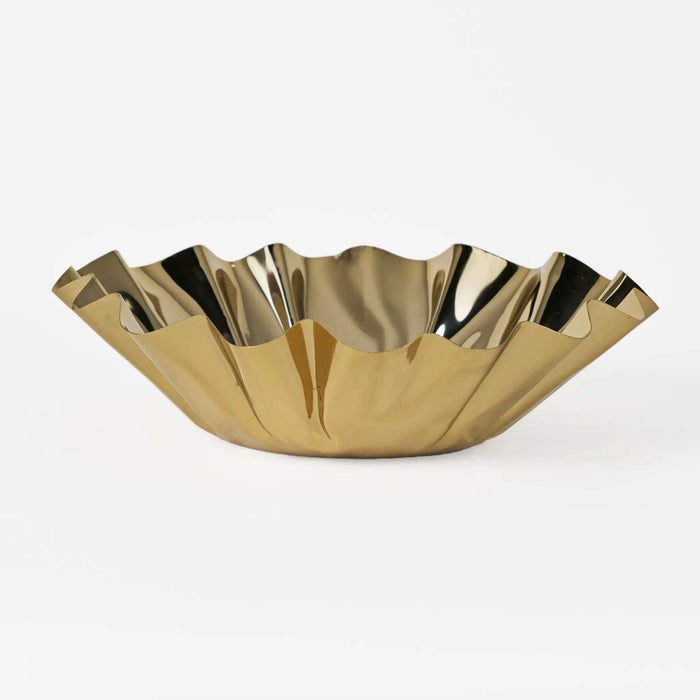 Quill Metal Decorative Bowl, Large - Gold