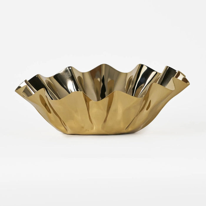 Quill Metal Decorative Bowl, Large - Gold