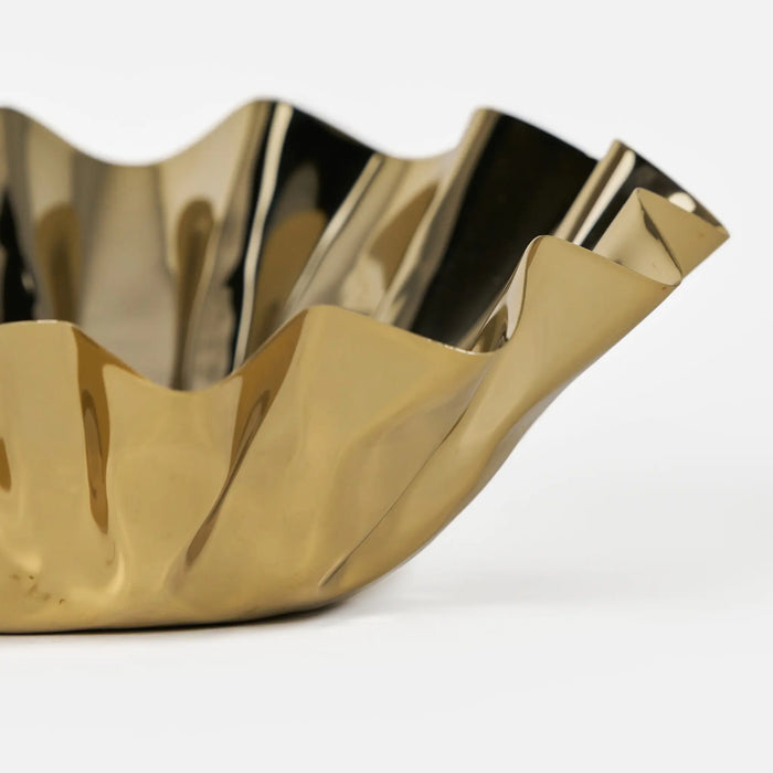 Quill Metal Decorative Bowl, Large - Gold