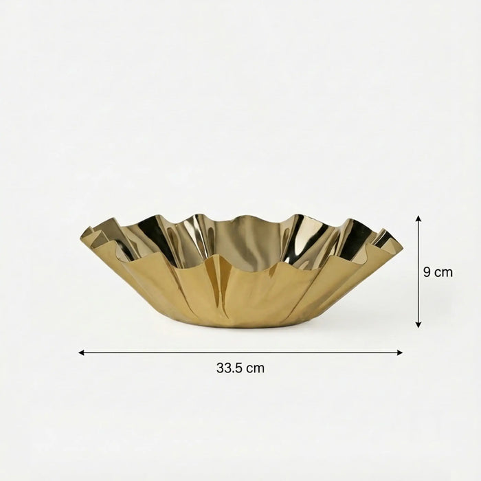Quill Metal Decorative Bowl, Large - Gold