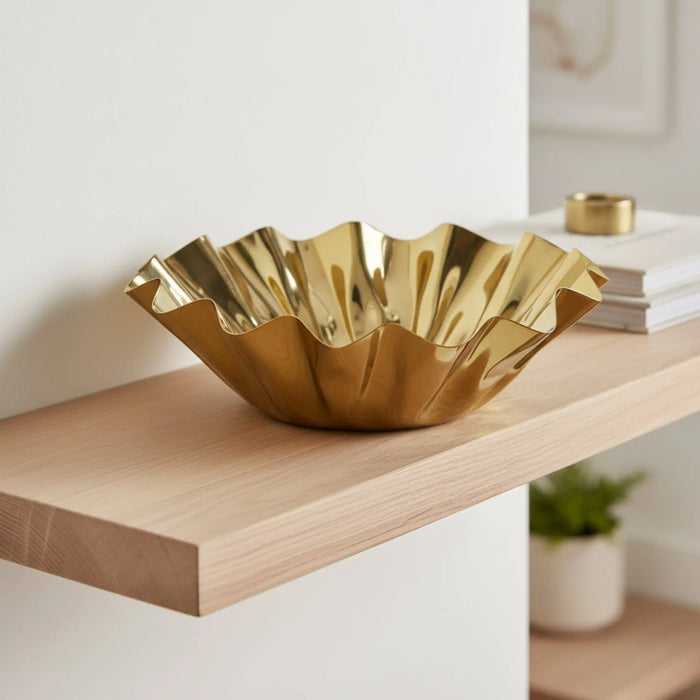 Quill Metal Decorative Bowl, Small - Gold