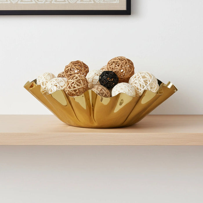 Quill Metal Decorative Bowl, Small - Gold