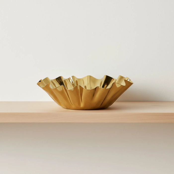 Quill Metal Decorative Bowl, Small - Gold