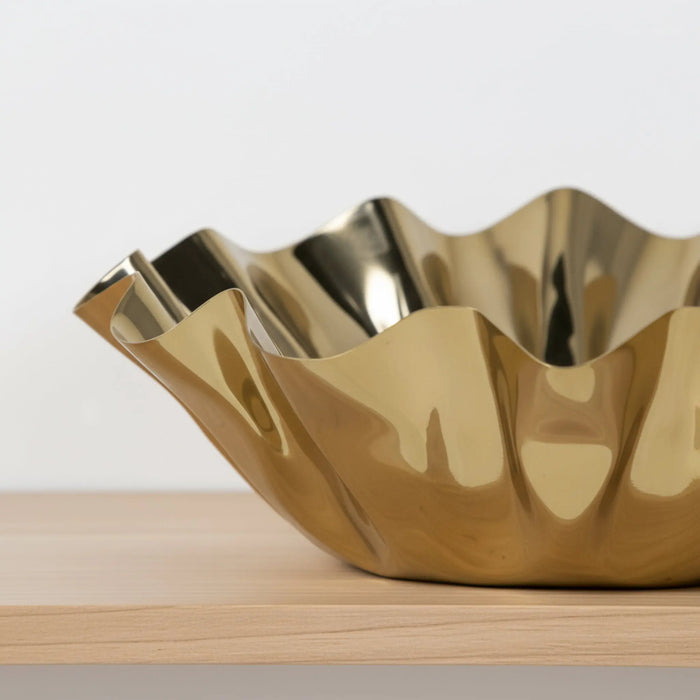 Quill Metal Decorative Bowl, Small - Gold