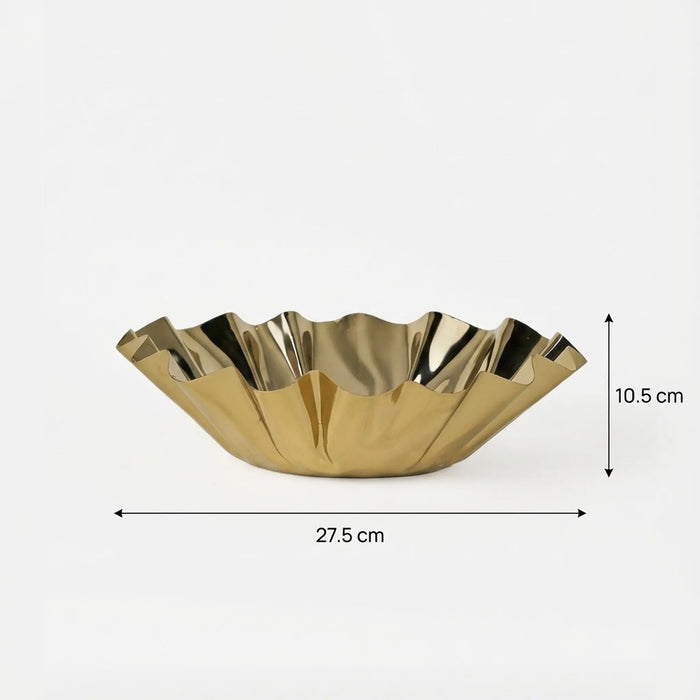Quill Metal Decorative Bowl, Small - Gold