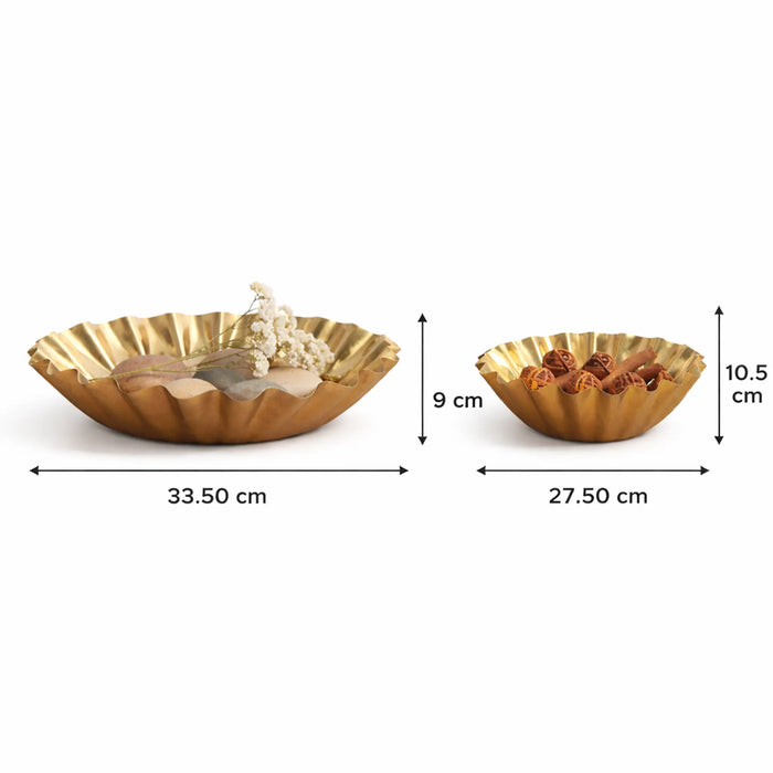 Quill Metal Decorative Bowls, Set of 2 - Gold
