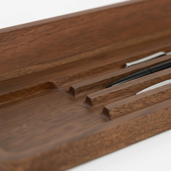 Recto Wooden Office Tray With Phone Slot, Brown
