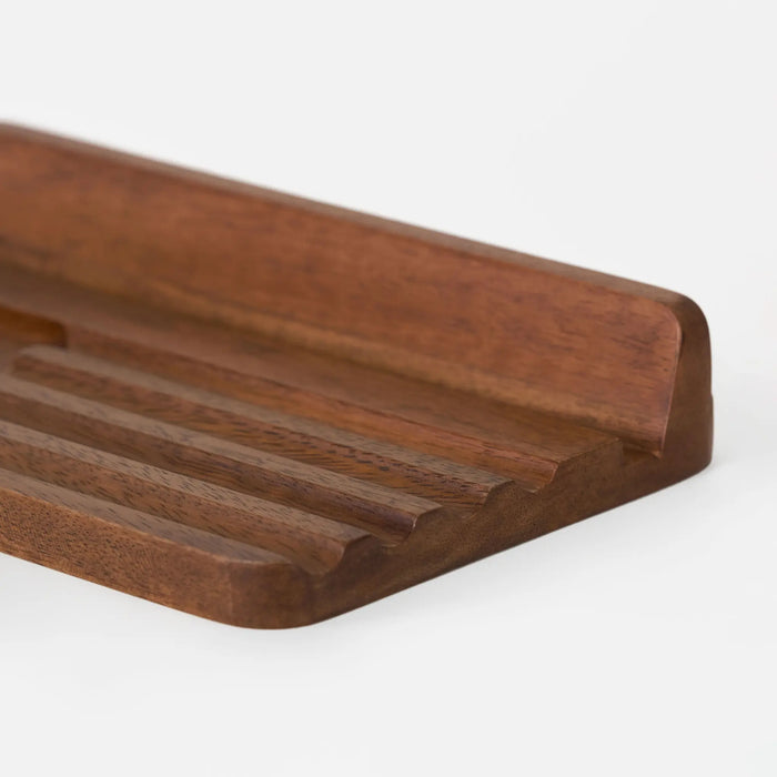 Recto Wooden Office Tray With Phone Slot, Brown