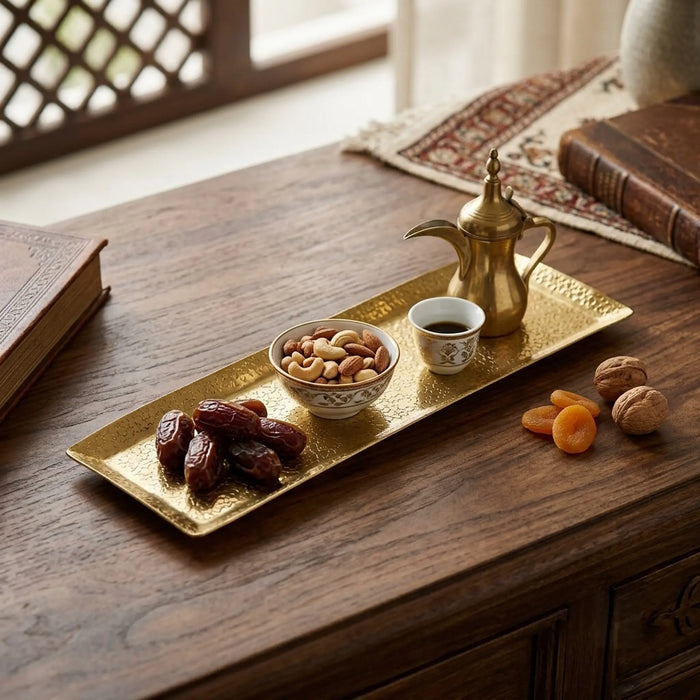 Relish Rectangular Metal Platter, Large - Gold