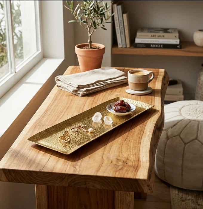Relish Rectangular Metal Platter, Medium - Gold