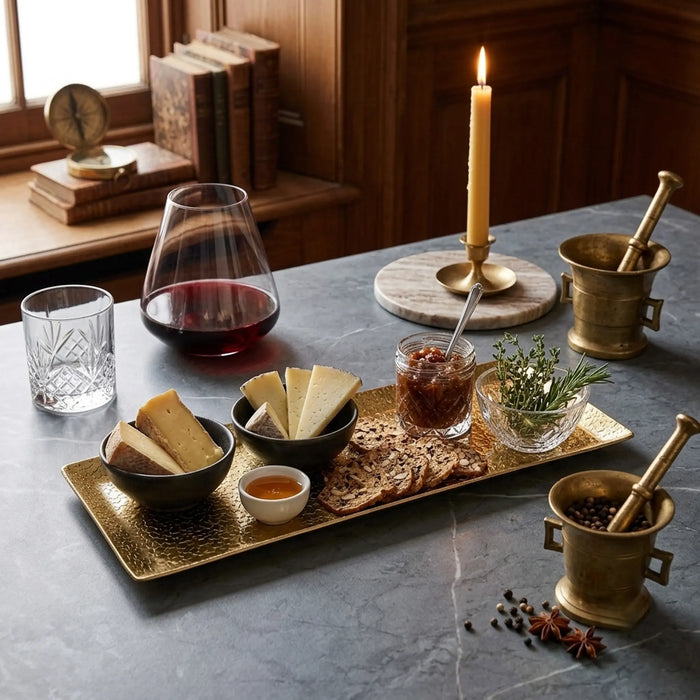Relish Rectangular Metal Platter, Medium - Gold