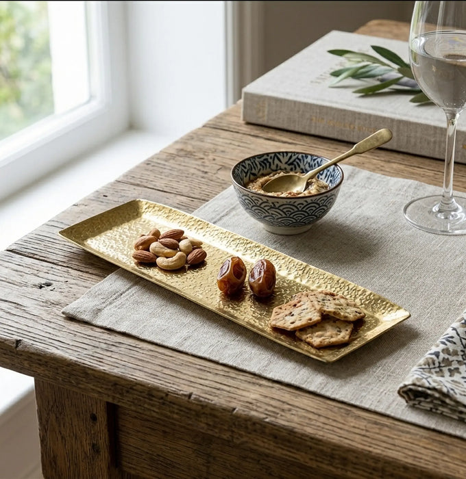 Relish Rectangular Metal Platter, Medium - Gold