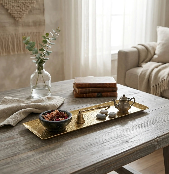 Relish Rectangular Metal Platter, Medium - Gold