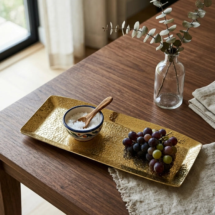 Relish Rectangular Metal Platter, Small - Gold