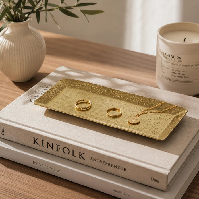 Relish Rectangular Metal Platter, Small - Gold