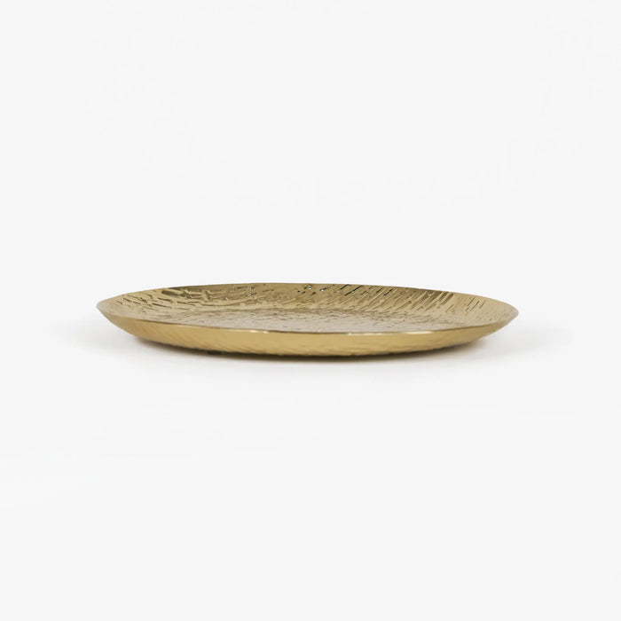 Relish Round Metal Hammered Platter, Large - Gold
