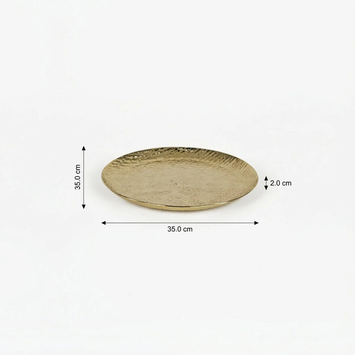 Relish Round Metal Hammered Platter, Large - Gold