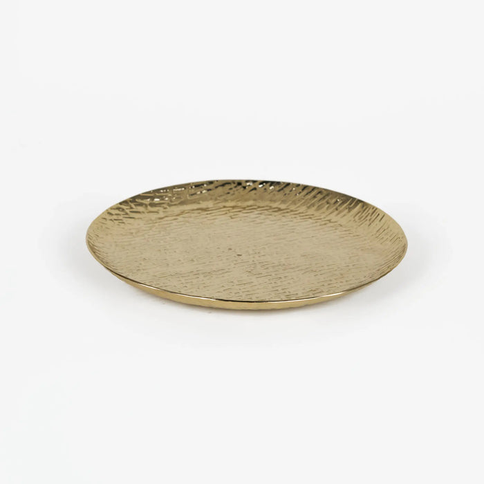Relish Round Metal Hammered Platter, Small - Gold