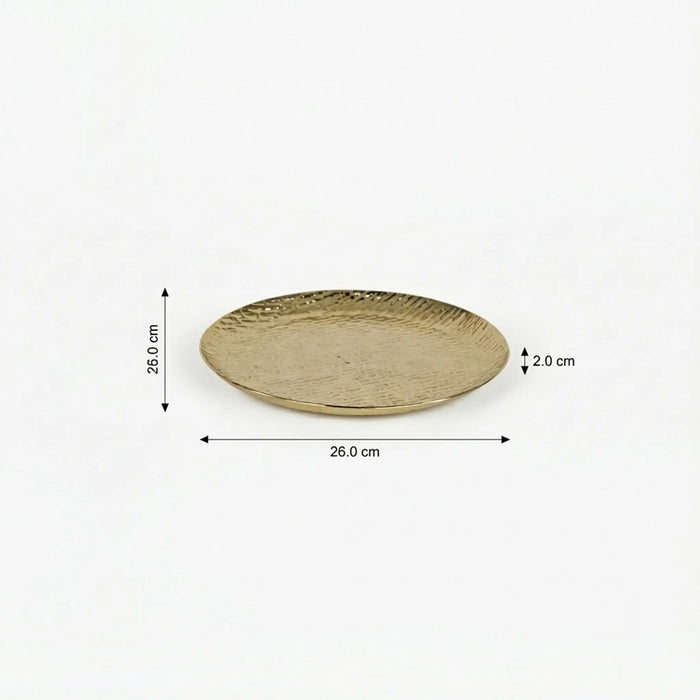 Relish Round Metal Hammered Platter, Small - Gold