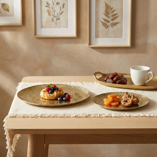 Relish Round Metal Platter, Set of 2 - Gold Homelves