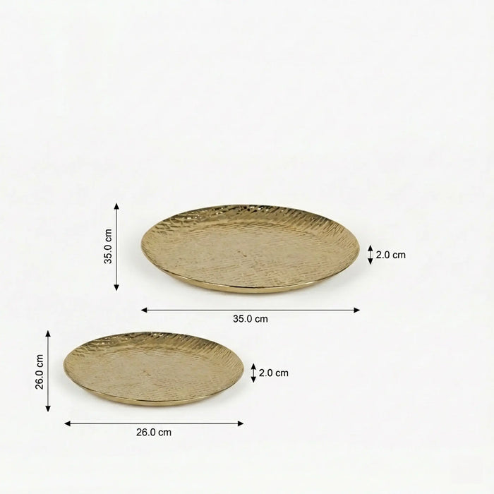 Relish Round Metal Platter, Set of 2 - Gold