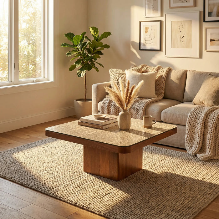 Rio Coffee Table With Antique Mirror - Brown