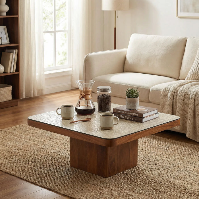 Rio Coffee Table With Antique Mirror - Brown