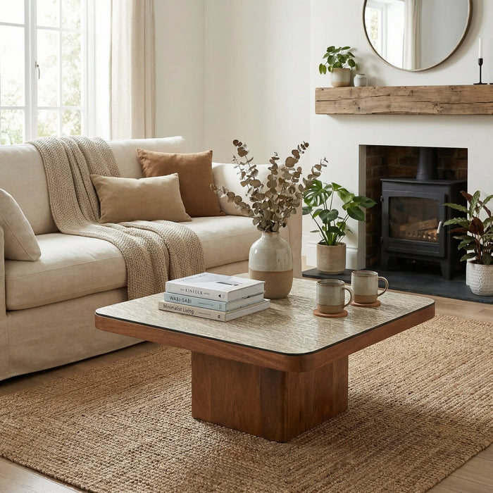 Rio Coffee Table With Antique Mirror - Brown