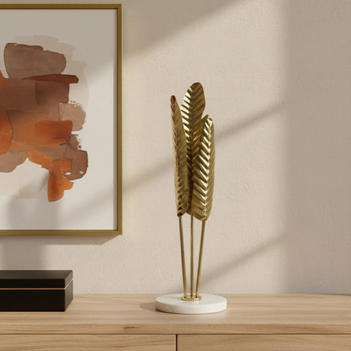 Rish Metal Decorative Accent With Marble Base - Gold Homelves