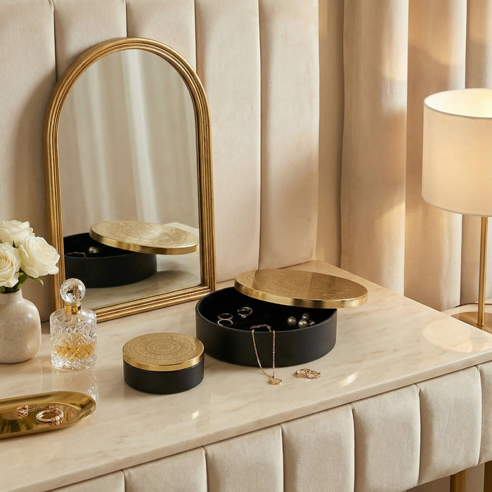 Riva Metal Storage Box, Set of 2 - Black & Gold
