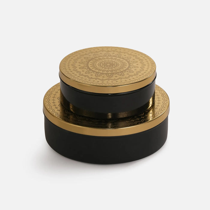 Riva Metal Storage Box, Set of 2 - Black & Gold