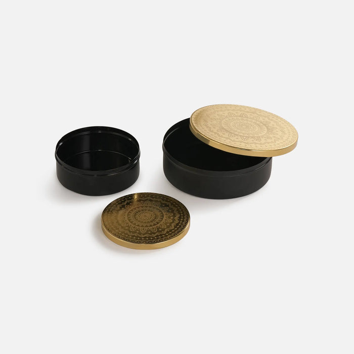 Riva Metal Storage Box, Set of 2 - Black & Gold