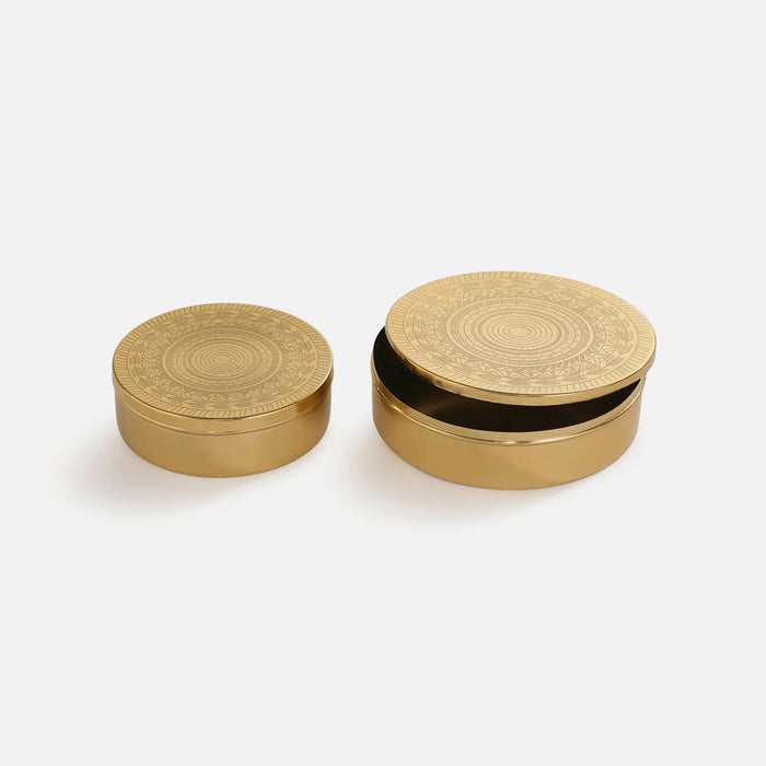 Riva Metal Storage Box, Set of 2 - Gold
