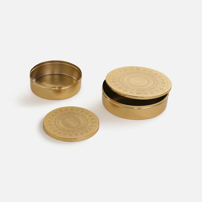 Riva Metal Storage Box, Set of 2 - Gold