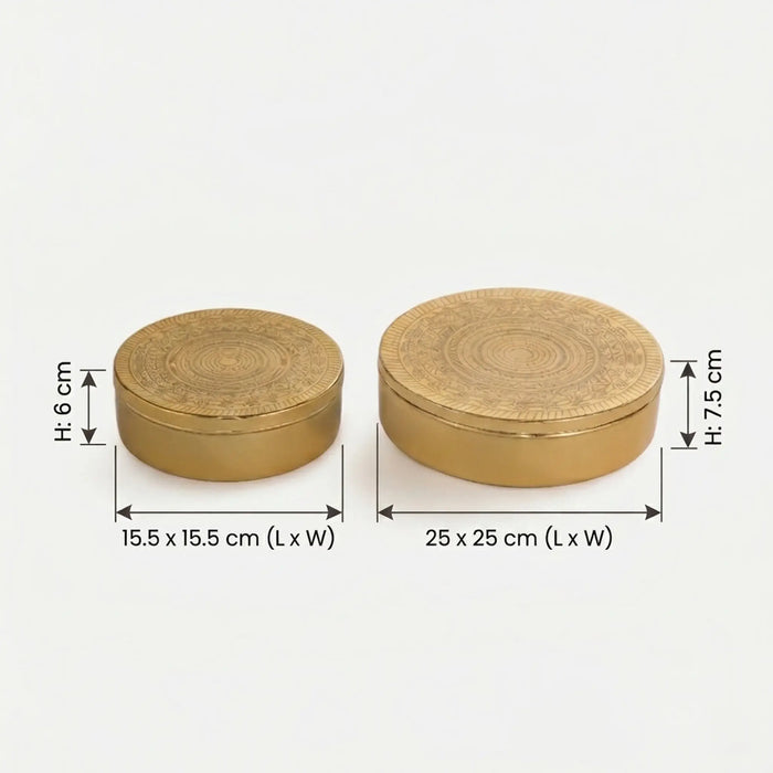 Riva Metal Storage Box, Set of 2 - Gold