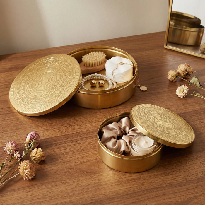Riva Metal Storage Box, Set of 2 - Gold