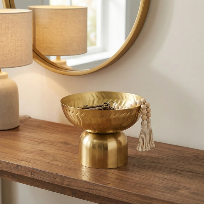 Rue Metal Hammered Serving Bowl - Gold
