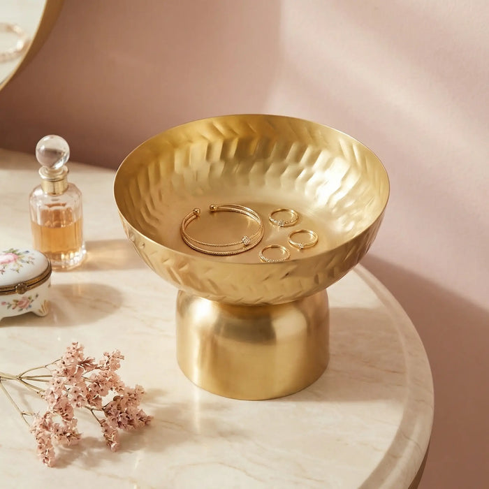 Rue Metal Hammered Serving Bowl - Gold