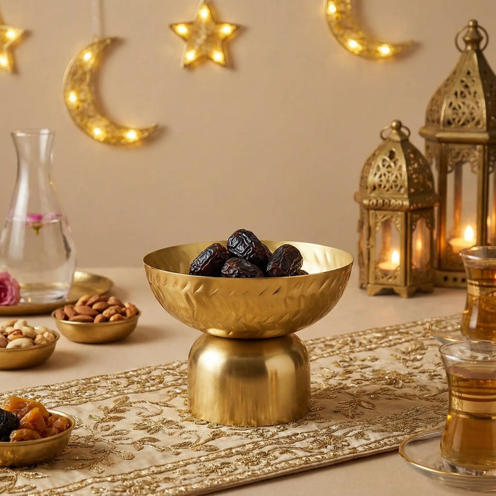 Rue Metal Hammered Serving Bowl - Gold