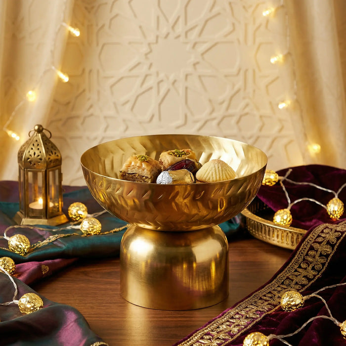 Rue Metal Hammered Serving Bowl - Gold