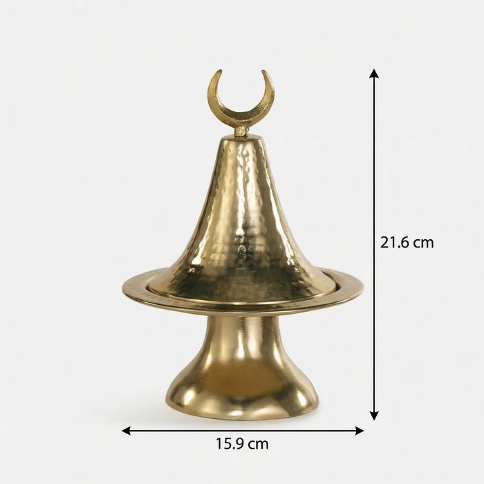 Ruhaf Metal Platter With Lid - Gold
